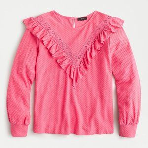 J. Crew NWT Ruffle-Trim Honeycomb-Knit Cotton Top